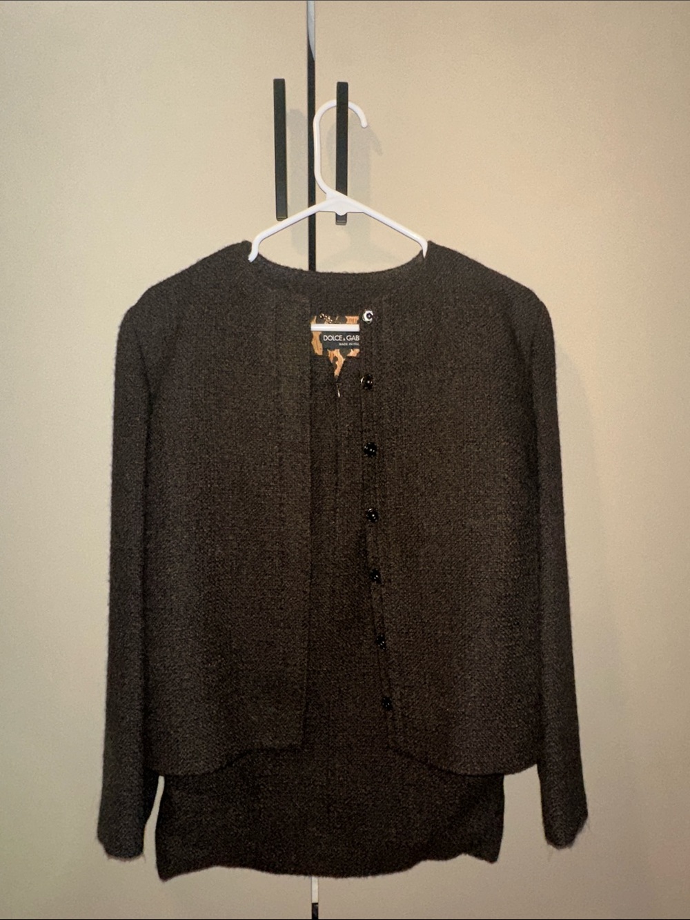 Dolce & Gabbana Brown Tweed Textured Alpaca Wool Blend Skirt Suit size 40